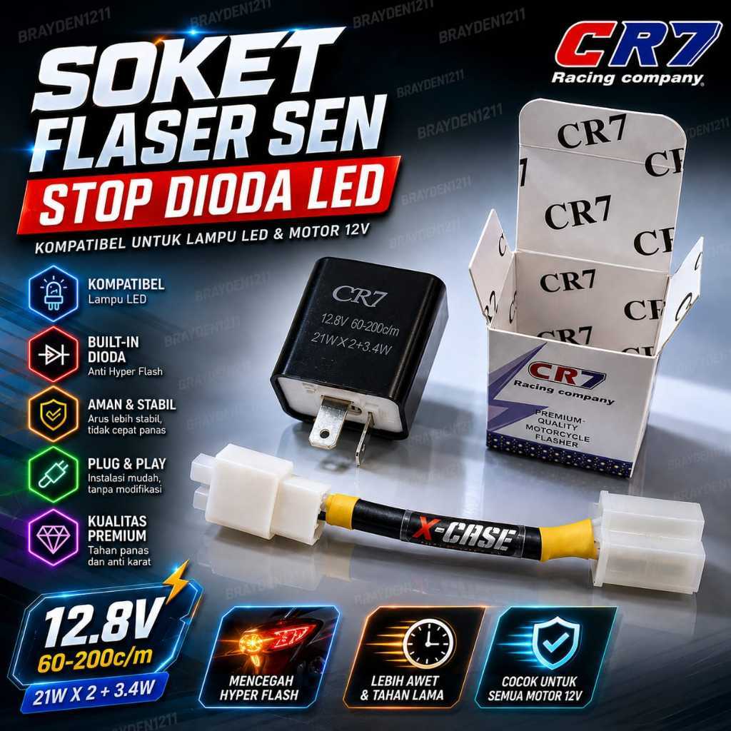 SOKET DIODA & FLASHER SEN CR7 VARIO 125 150 160 PCX ADV CB150R LED R15 V3 VIXION R XMAX LEXI AEROX F