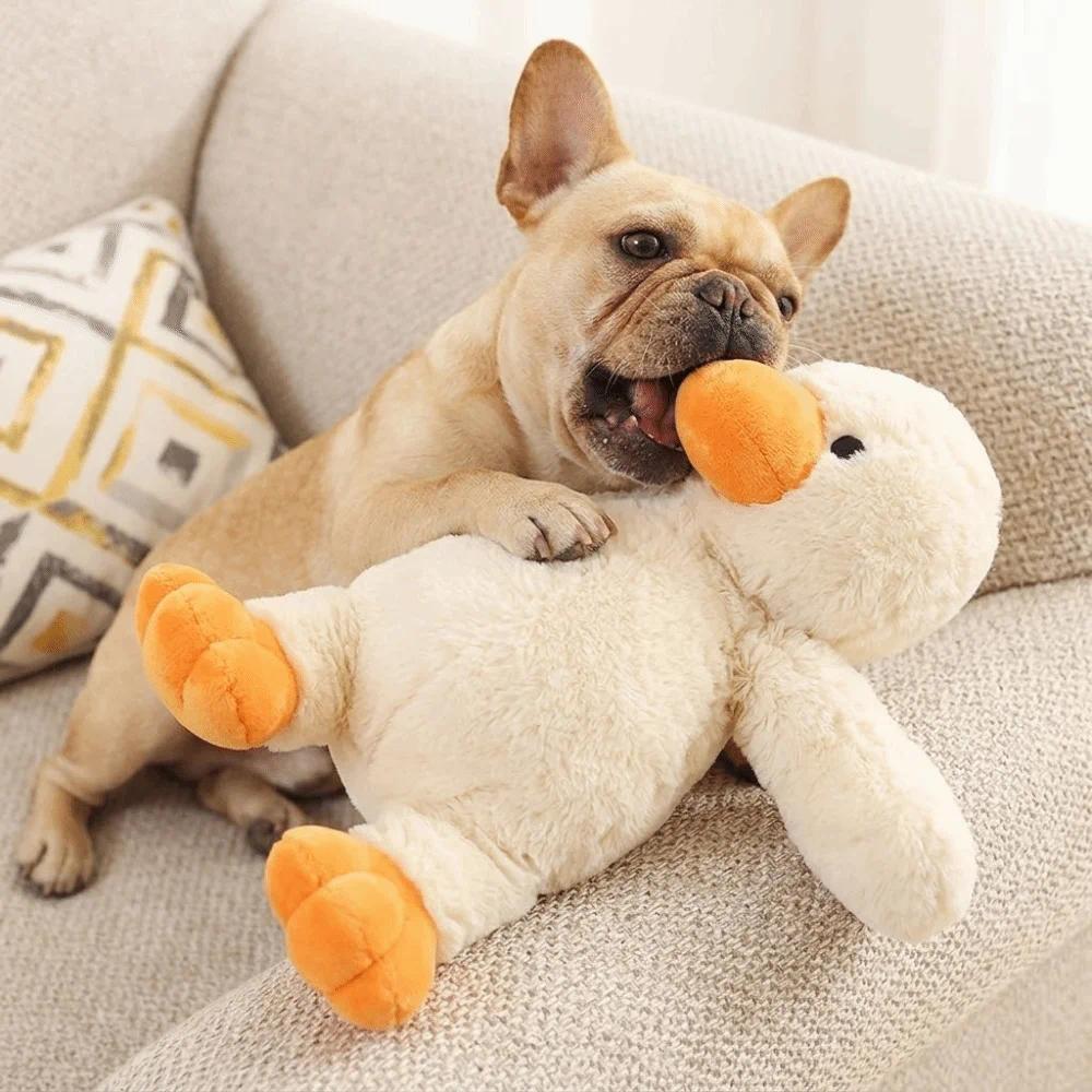 Vivid Soft Duck Dog Toy Cute Duck Shape Built-in Squeaker Dog Toy Bite Tough Light Weight Squeaky Pe