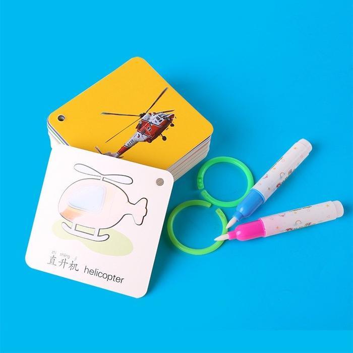Mainan Edukasi Kartu Flashcard Magic Water Card / Magic Pen - Transportasi