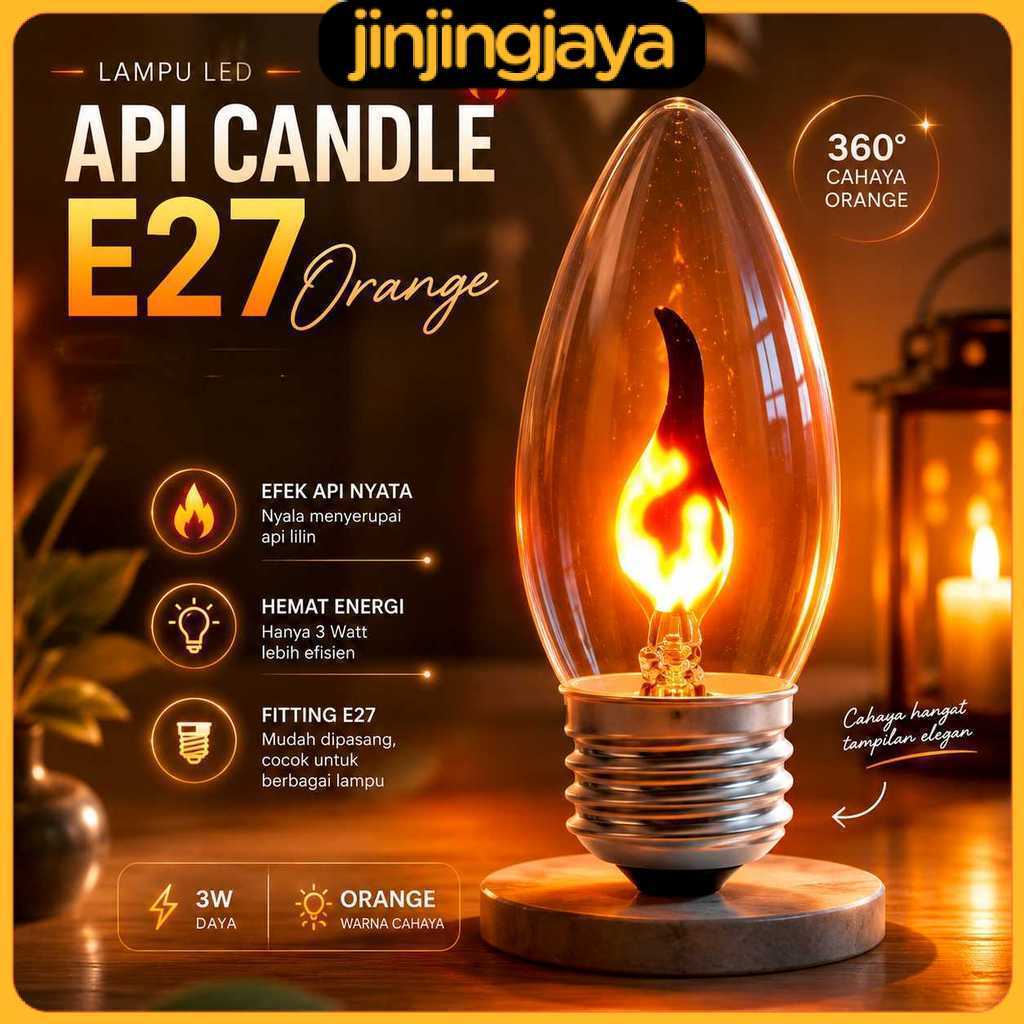 TaffLED Lampu Bohlam LED Api Flickering Candle Light E27 Orange 3W - OM-BB-3W