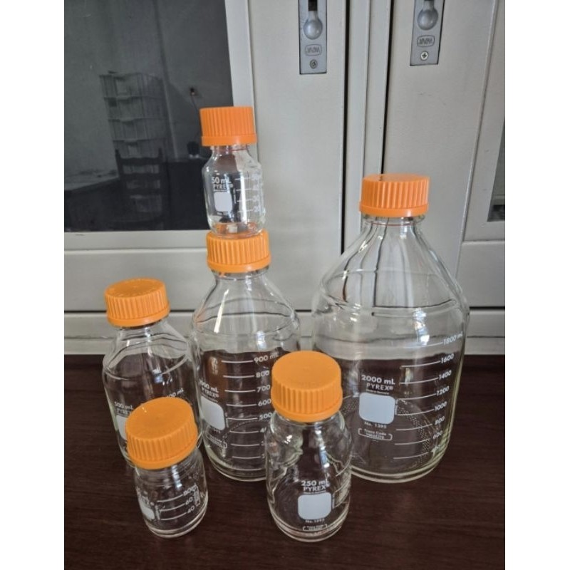 Botol Lab asli Pyrex USA Corning 50ml, 100ml, 250ml, 500ml, 1000ml, 2000ml     Berkualitas