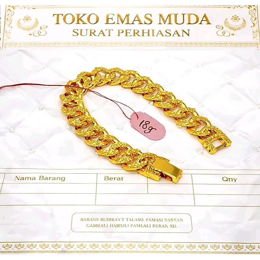 Gelang Tangan Rantai Sisik Naga Premium Berlapis Emas Muda Gold Dapat Surat Dari Toko