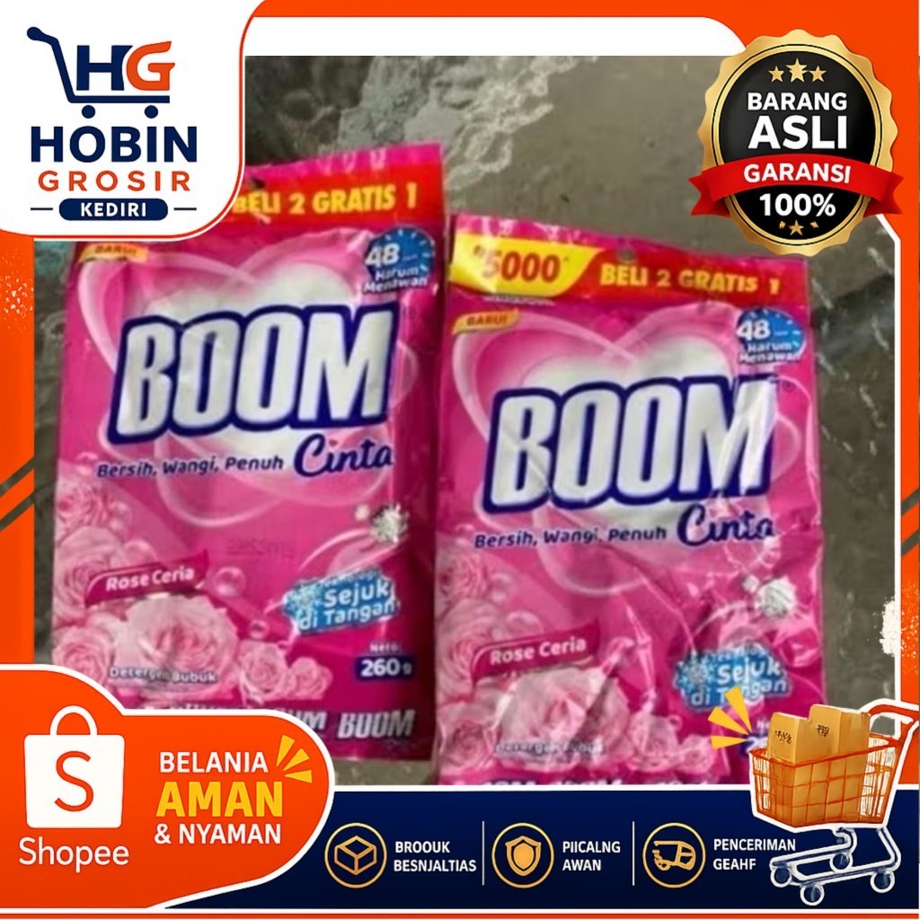 Deterjen Boom Cinta 260gram / Deterjen Boom 1pcs / Deterjen Bubuk Boom / Deterjen Cuci Baju Boom Cin