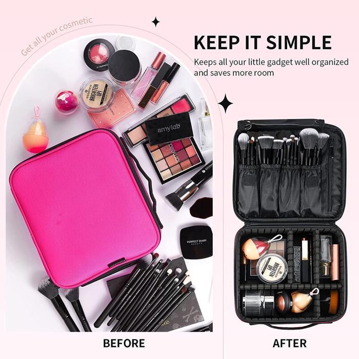 lv Termurah Tas Kosmetik / Box Makeup / Beautycase Impor 26x22x9cm - Pink