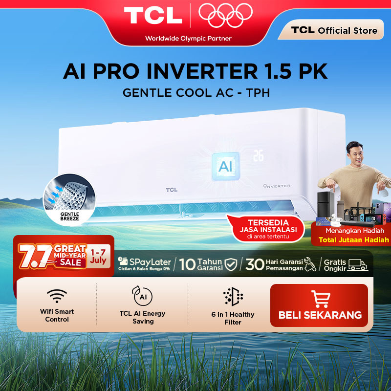 TCL AC Inverter 1.5 PK - Gentle Breeze - Healthy Filter - Hemat Listrik - Anti Bising - Cepat Dingin