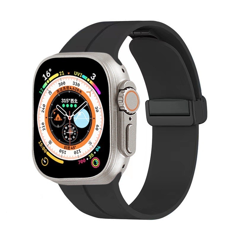 Tali Jam Tangan Tali Silikon Lipat Magnetik Apple Kompatibel dengan Tali Apple Watch Seri Tali Silik