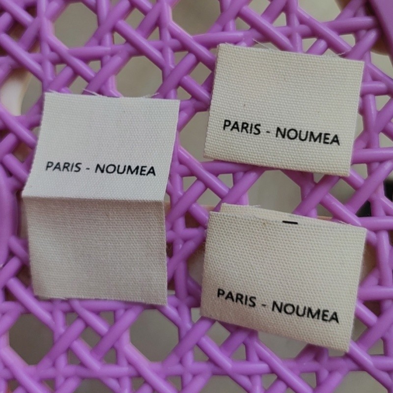 

500PCS Beige Cotton Label Custom 3 * 5 cm Paris prints Center fold Natural white coton Garment Labels