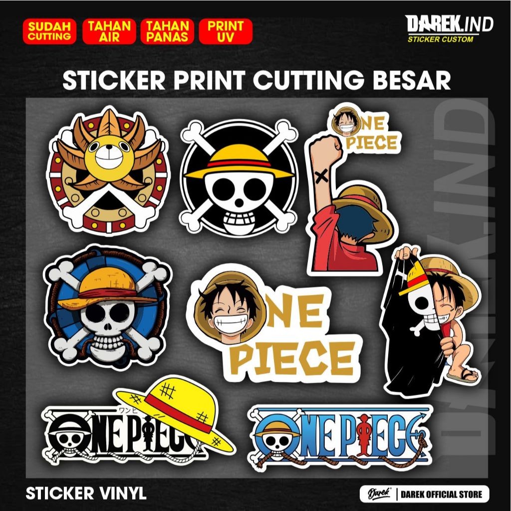 

Sticker Anime One Piece Vinyl Hologram Besar Print Cutting Detail