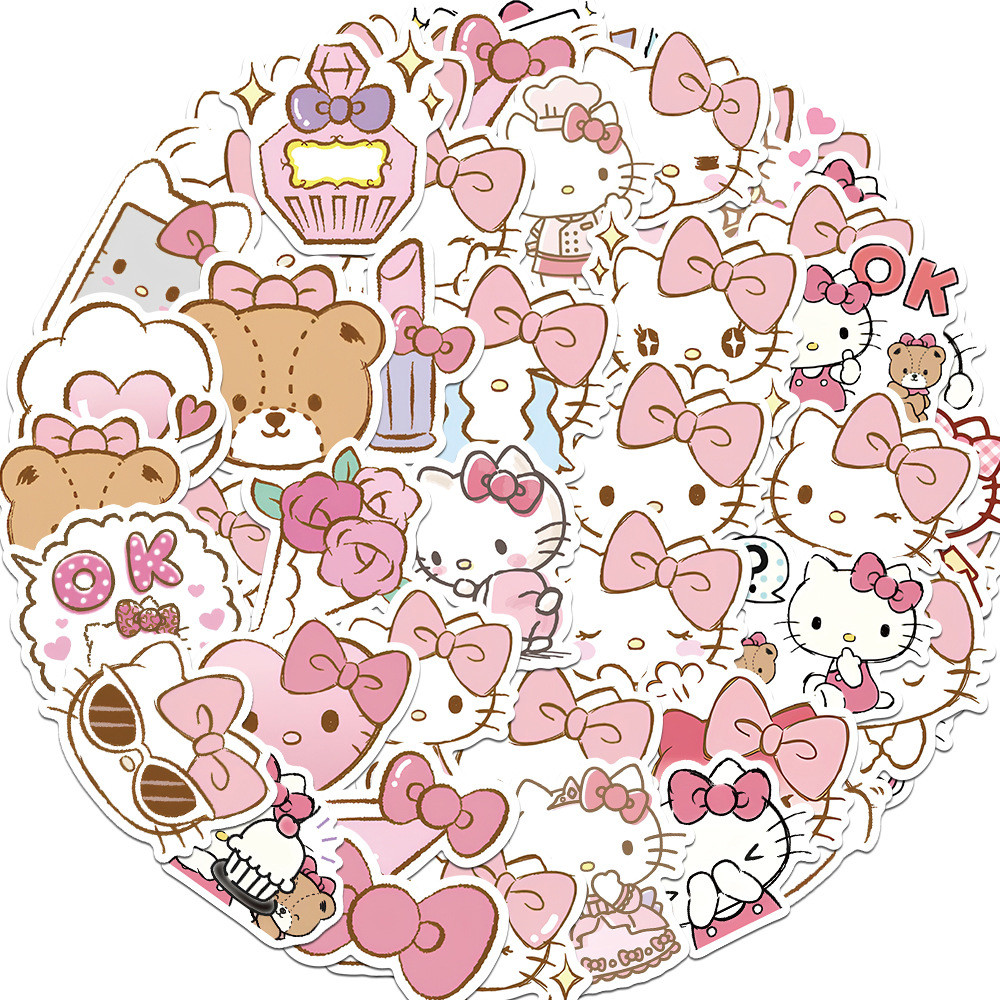 

10/30/50PCS Cute Pink Hello Kitty Anime Stickers DIY Bike Travel Luggage Guitar Laptop Waterproof Graffiti Decal Sticker for Kid
