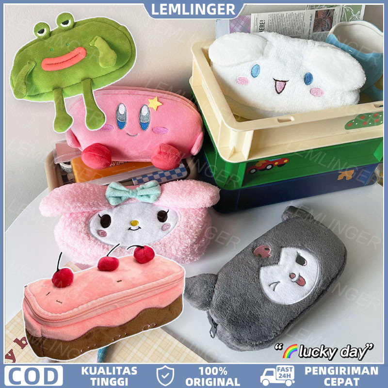 

【LEMLINGER】Cherry Cake Pencil Case Fluffy Melody Cinnamon Kuromi and Cute Pencil Case Bulu L Kotak Pensil Besar Pouch Make Up