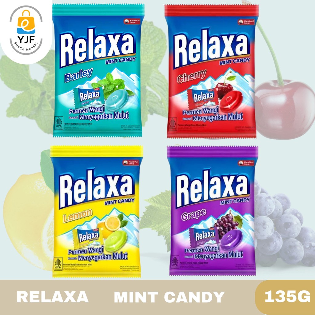 

Relaxa Mint Candy 135g / Barley / Lemon / Grape / Cherry / Permen Mint Wangi Dan Segar