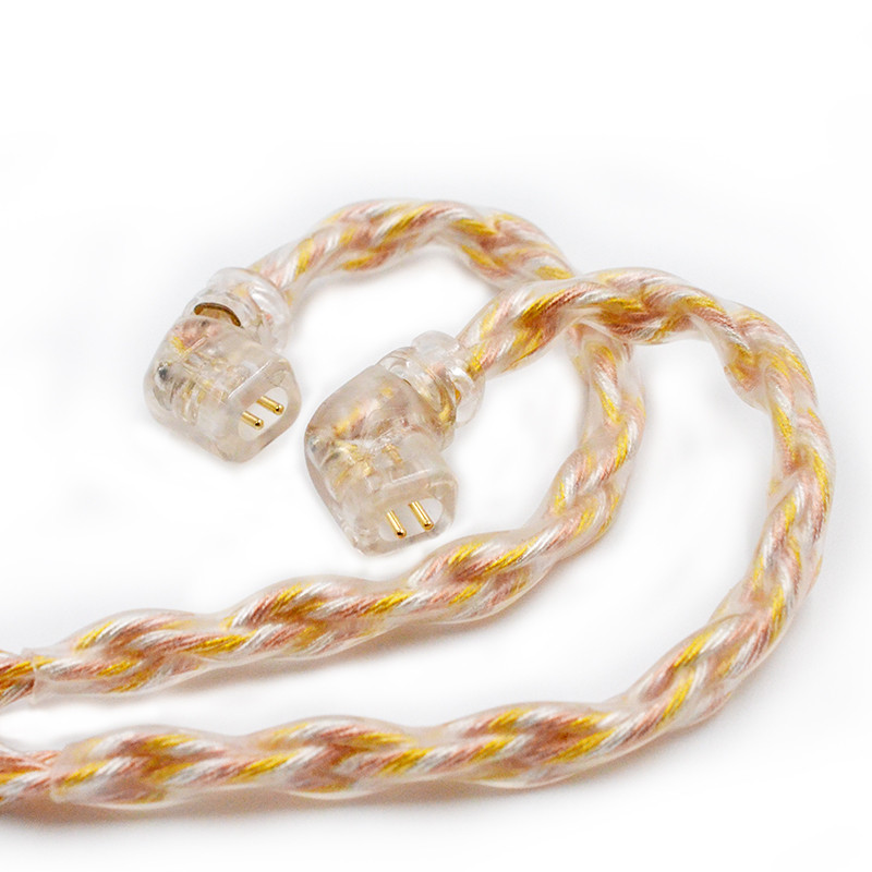 KZ 8 Core Gold Silver Copper Mixed Plated Upgrade Cable Earphones Cable With 3.5mm 0.75mm Pin KZ ZSN