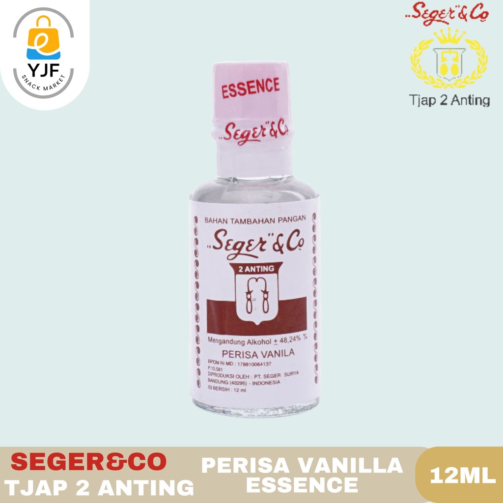 

Seger&Co Vanila Essence Cair 12 ml / Tjap 2 Anting / Perisa Sintetik Vanila / Perisa Vanila Cair / Bahan Tambahan Pangan