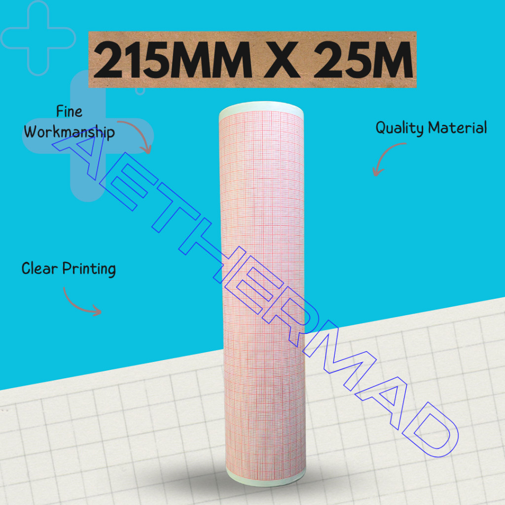 

Kertas Elektrokardiogram / Kertas ECG EKG 215mm X 25M ROLL / Thermal paper EKG 215mm X 25M Roll