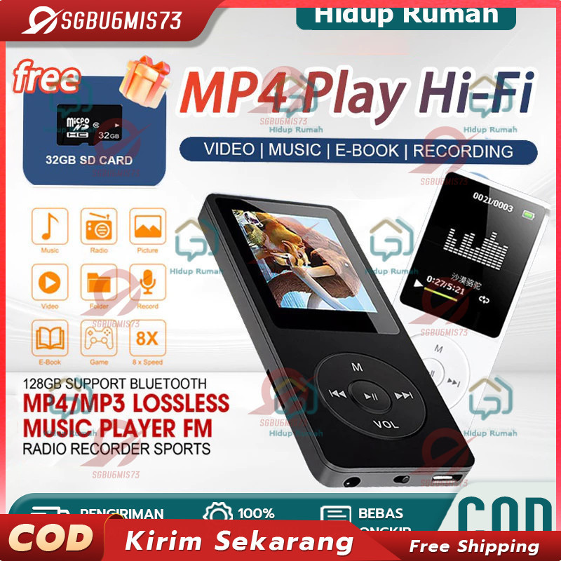 MP4 Player Bluetooth MP3 Mini Player Bluetooth MP3 Bluetooth Speaker Free 32GB Card USB/Type C 1.8 I