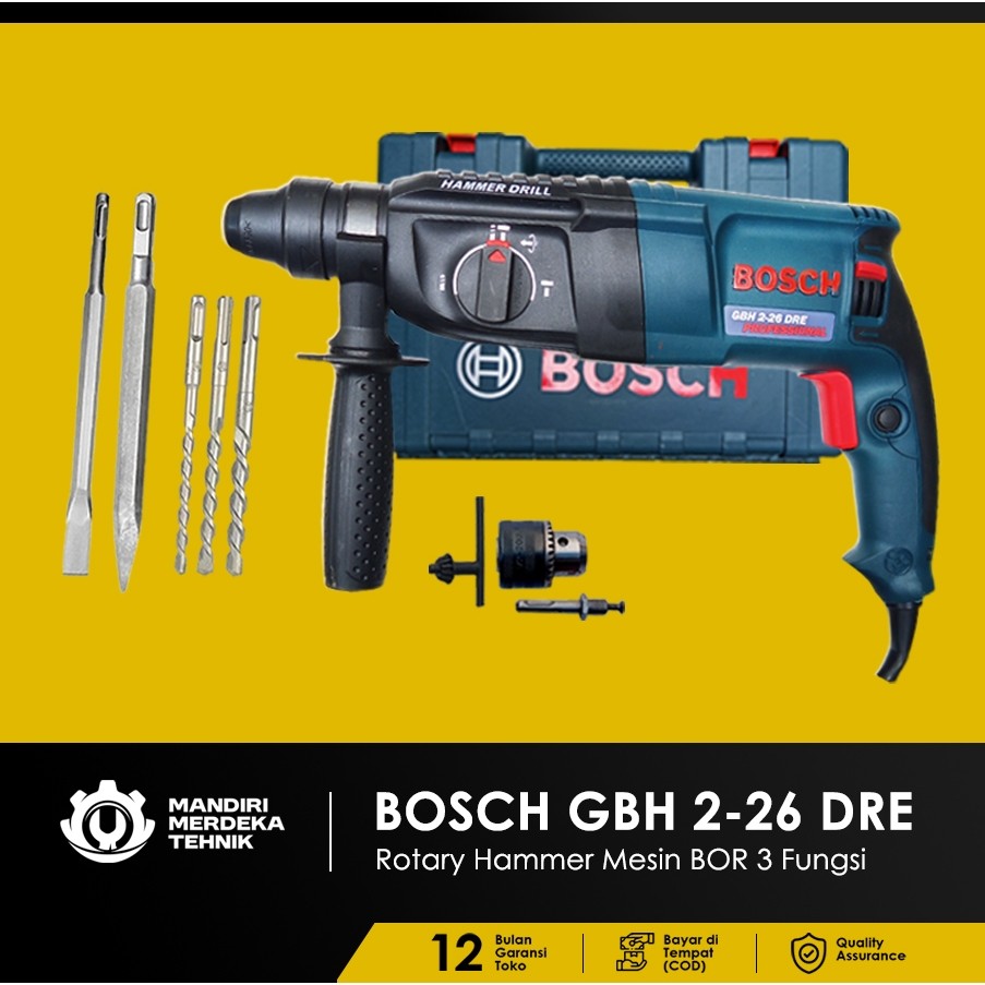 PROMO TERMURAH Mesin Bor Bobok Beton Bosch GBH 2-26 DRE Rotary Hammer-3 Fungsi