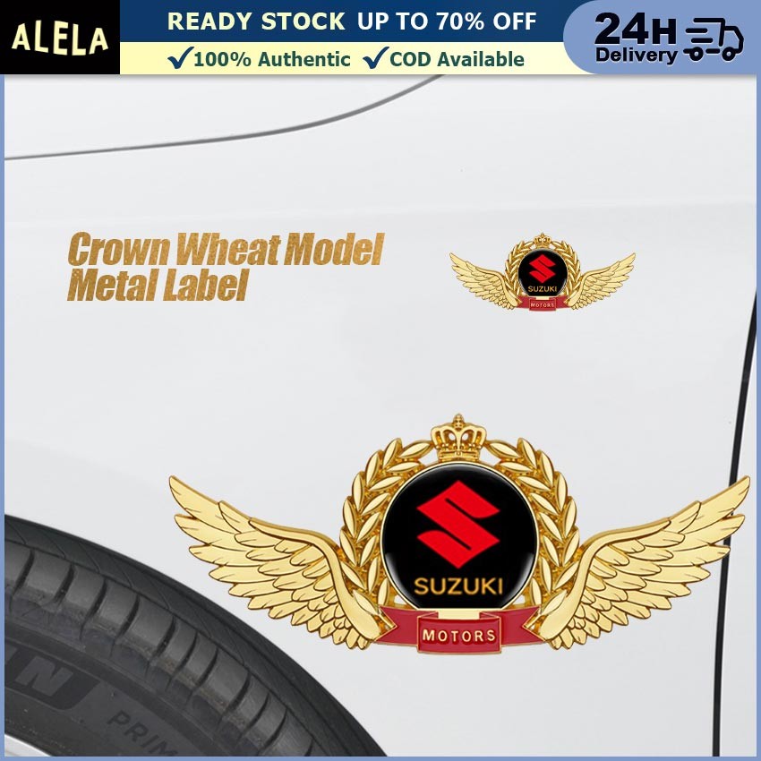 Emblem Logo Mobil Stiker Logam 3D Emblem Mobil Sayap Gandum Stiker Mobil Suzuki