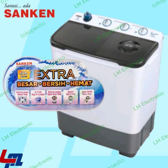 SANKEN Mesin Cuci 2 Tabung 7 kg TW8808F / TW 8808F Grey/Violet