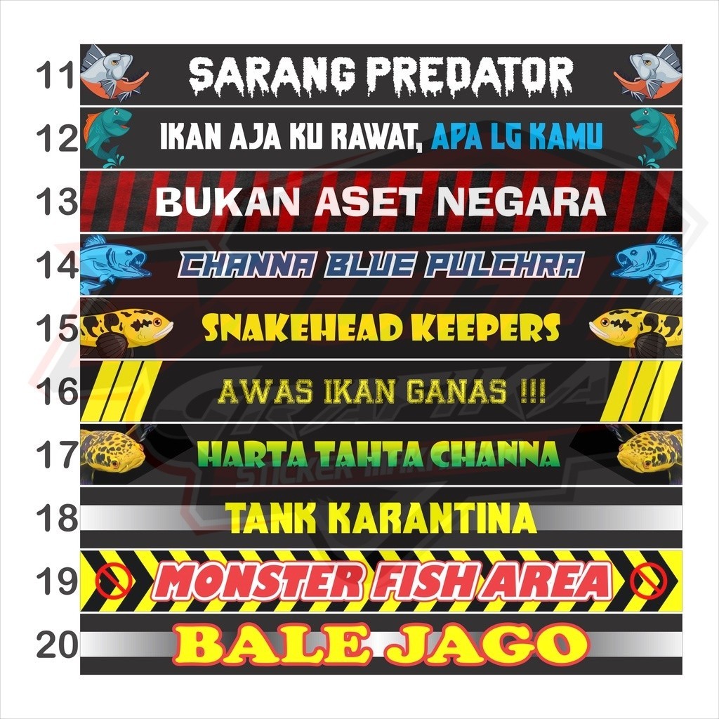 Sticker stiker Setiker List label Wallpaper Aquarium akuarium Ikan Chana Arwana 120 110 100 90 CM mu