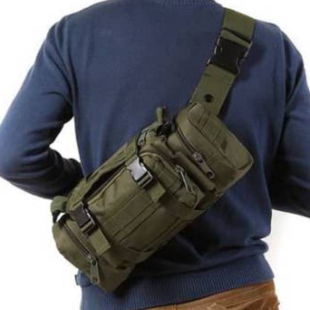 TAS SELEMPANG ARMY TAS SELEMPANG HIJAU ARMY KOREA - TAS SAMPING ARMY - TAS TACTICAL HIJAU ARMY