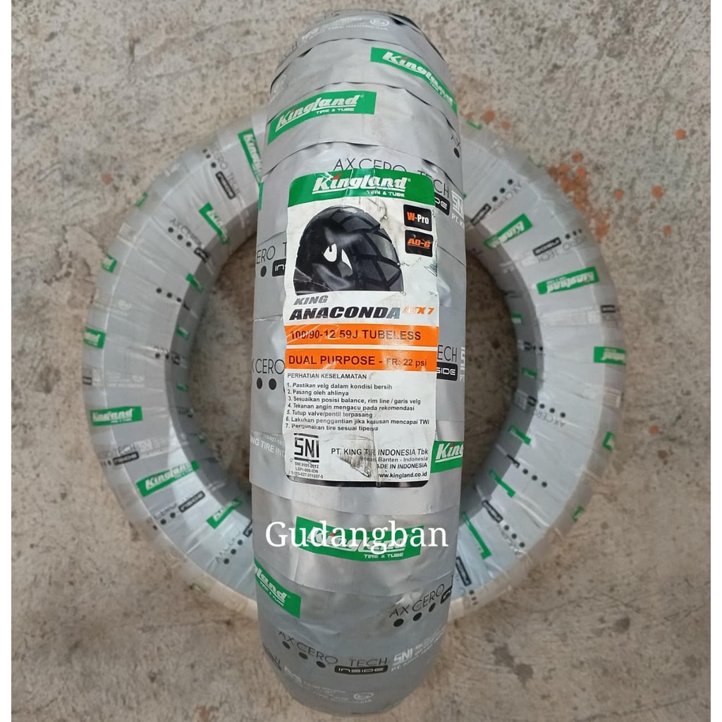 ( ANACONDA ATX7 AXCERO PREMIUM ) 100 90 12 BAN LUAR KINGLAND RING 12 TUBELESS SCOOPY FREEGO DEPAN