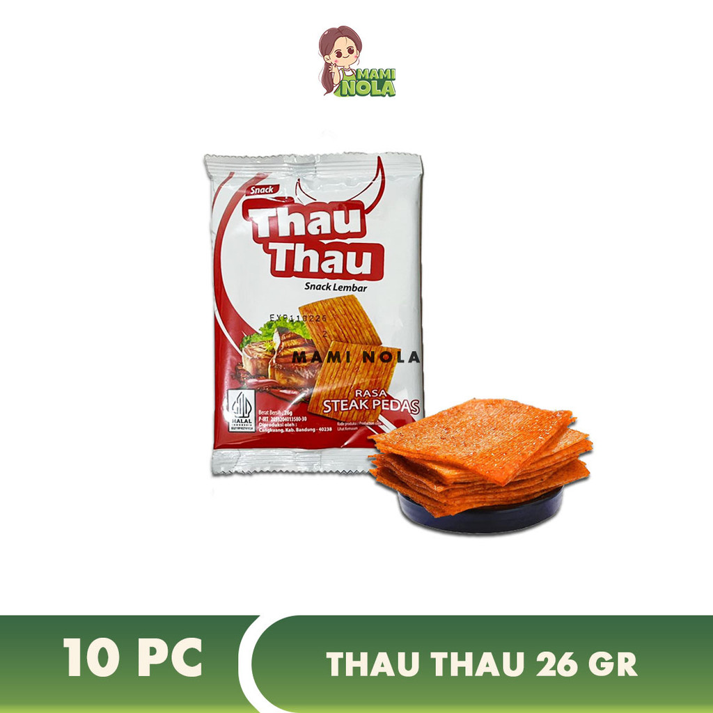 

Snack Thau Thau Lembaran Pedas Manis Latio Lokal Halal 26g x 10 pc