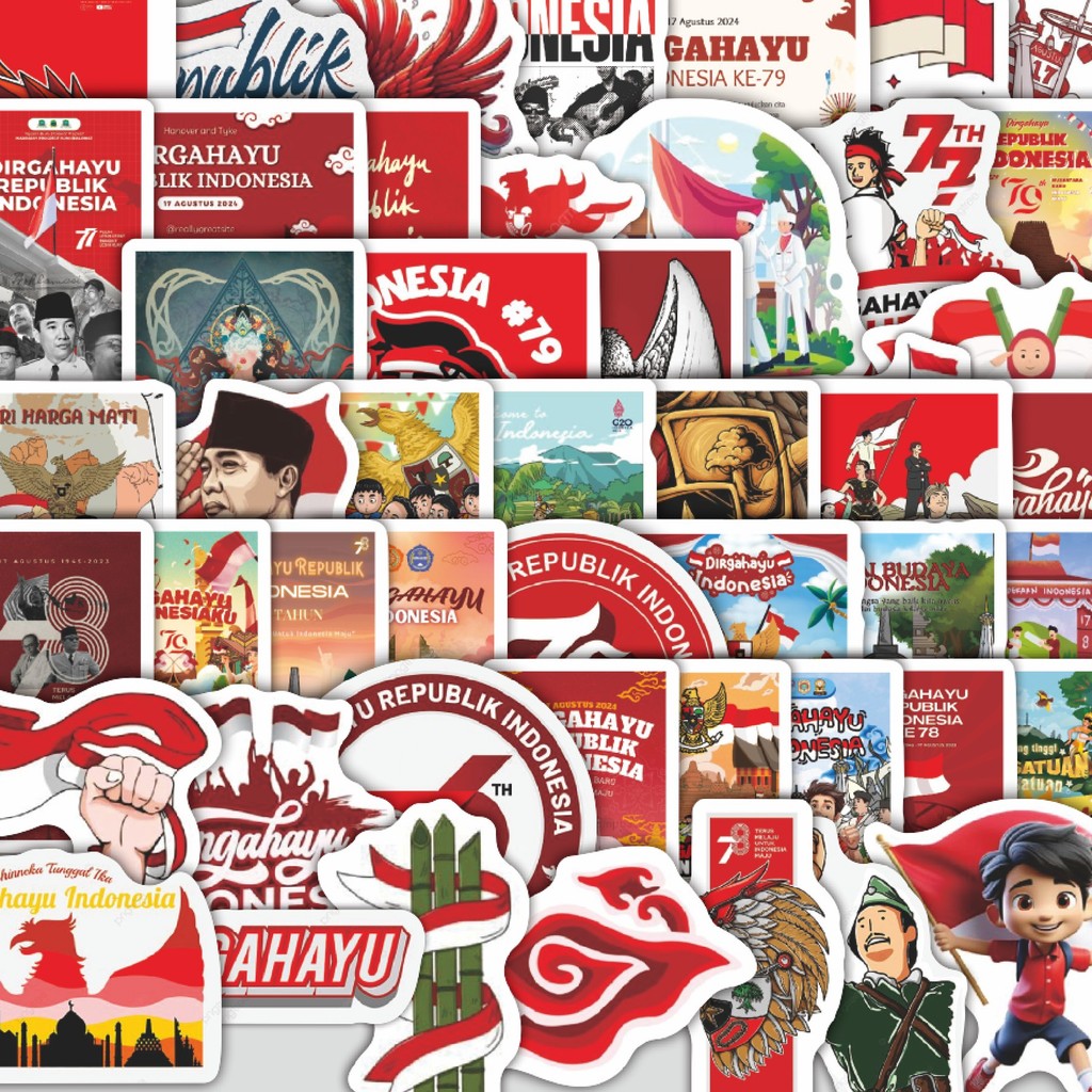

Stiker Cutting Pack Stiker Tema Kemerdekaan Indonesia Isi 100Pcs Series Aesthetic Lucu Keren Untuk Koper Bahan Vynil