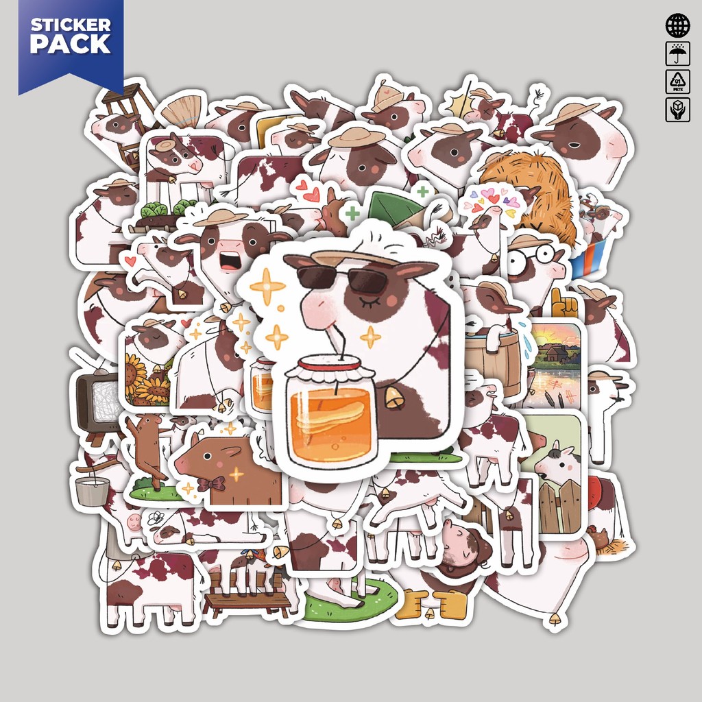 

[100PCS]Stiker Pack Funny Character Aprelka The Cow Aesthetic Vinyl Anti Air Dekorasi Sticker Laptop Buku Journal Koper Helm Casing HP Gitar Helm Skateboard