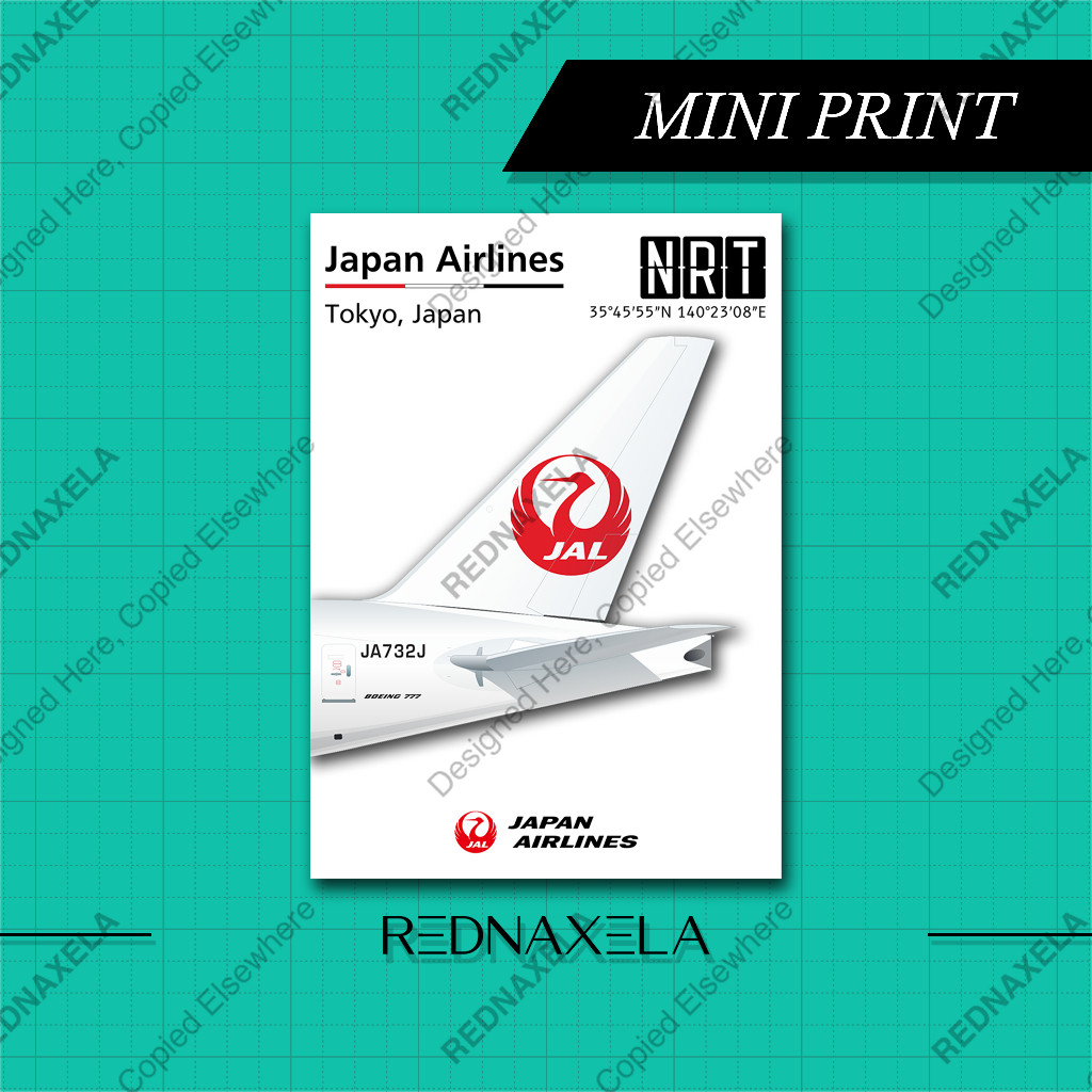 

Mini Print A6 - Tail Japan Airlines Wall Desk Decorative Mini Poster