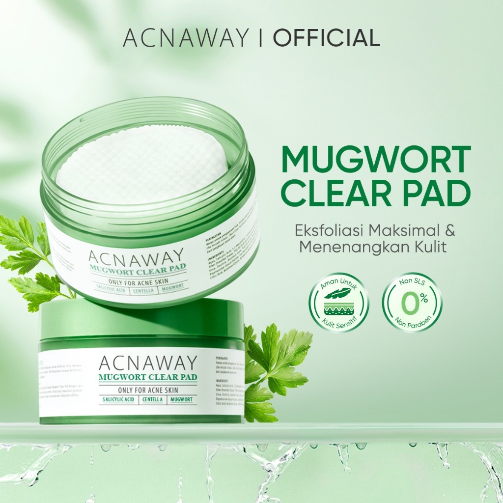 ACNAWAY Mugwort Acne Clear Pad Exfoliating – Exfoliation Pad untuk Kulit Sensitif & Berjerawat Eksfo