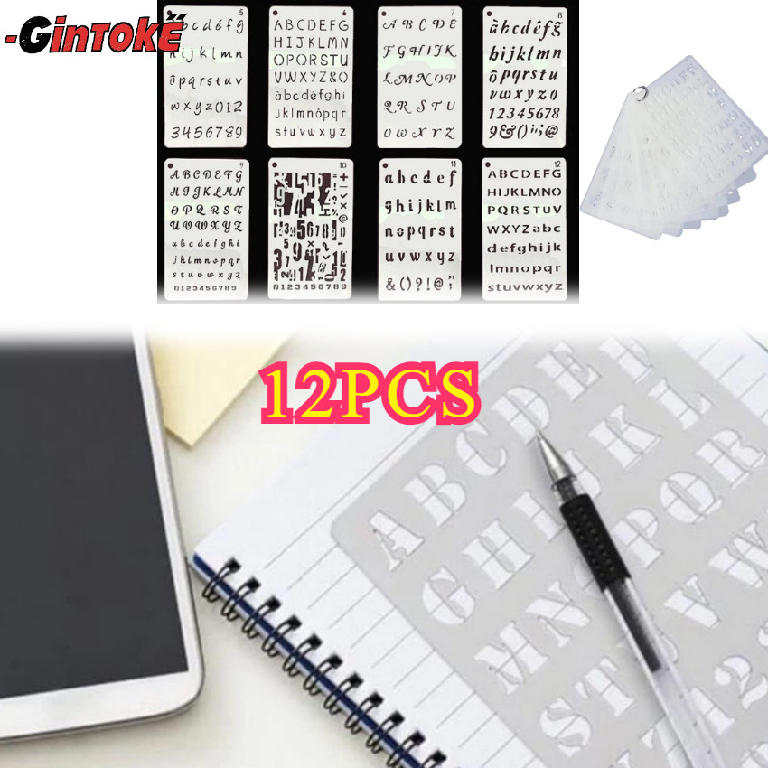 

12Pcs/Set Stencil Angka Huruf Alphabet Cetakan Stensil Penggaris Mal Gambar/Penggaris Cetakan Huruf Angka Penggaris Sablon Stensil Huruf Alfabet Lettering Stencil Set/Stensil Huruf Alfabet Untuk Kerajinan & Seni (Tahan Lama)