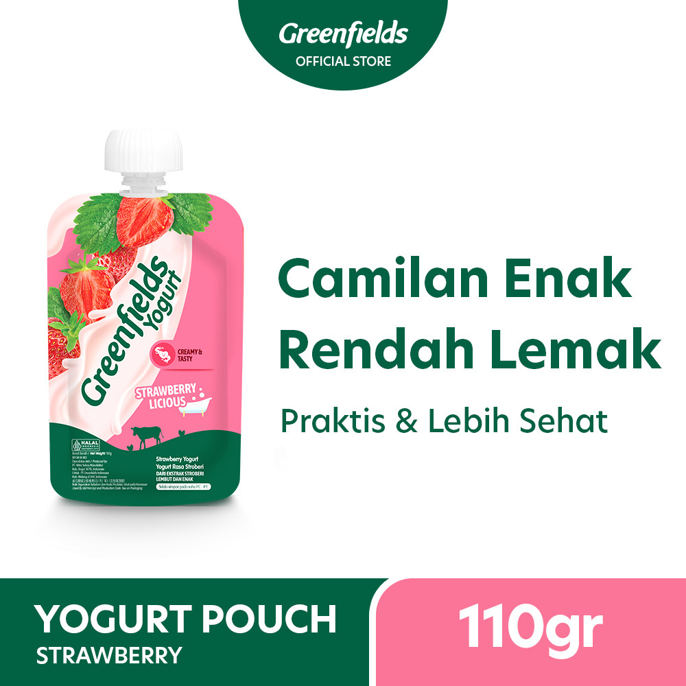 

Greenfields Yogurt Pouch Strawberry 110gr - Fresh Yogurt for Daily Healthy Snack