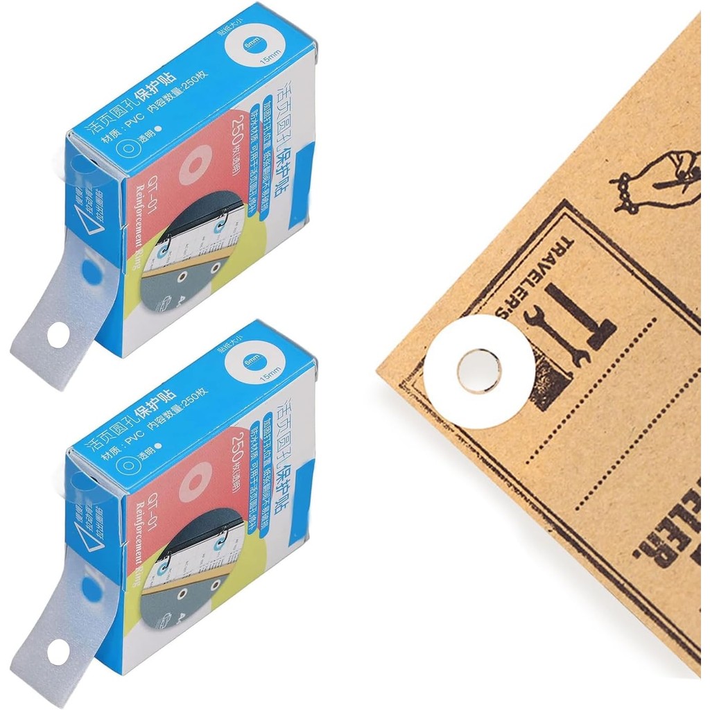 

250pcs Loose Leaf Paper Hole Reinforcement Ring Sticky Labels Waterproof Self Adhesive Ring Label for Office Repairing Flip Book