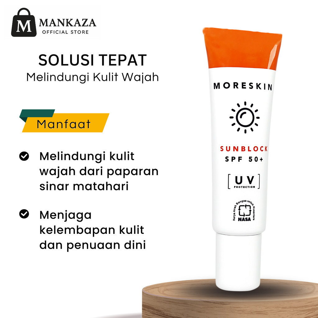Moreskin Sunblock Spf 50+ Sunscreen Wajah, Pelindung Wajah dari Sinar Matahari Pelembab Wajah