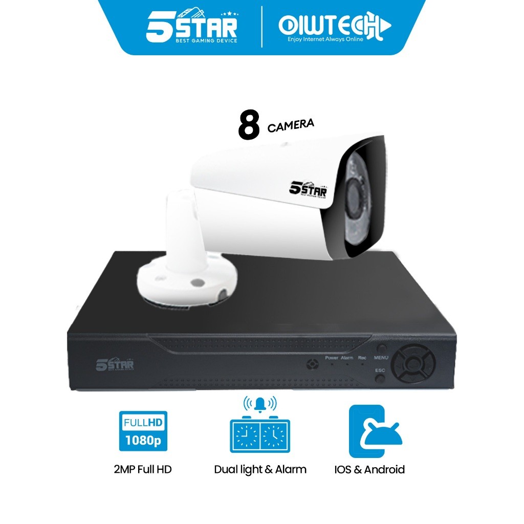[CCTV + Kamera Full HD + Dual Light Alarm] Full AHD 8 Channel 2MP 1080P – Komplit Tinggal Pasang Mud