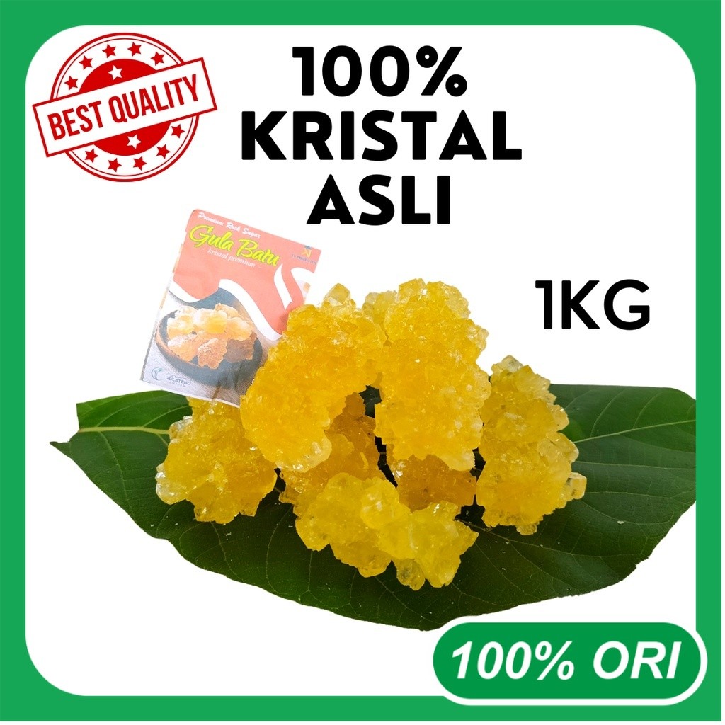 

Gula Batu Kristal 1kg Asli Kuning Murni Premium Kualitas Super Herbal Alami dari Tebu rock sugar pecahan Bebas Pengawet dan Bebas Pemutih