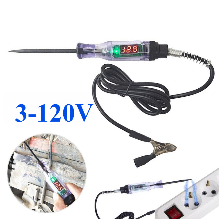 Tespen Digital DC Tester Tespen Kelistrikan Listrik Mobil Motor 3-120V auto voltage Digital Testpen
