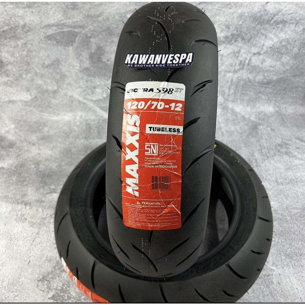 Ban Maxxis Victra ring 12 ukuran 120/70 Vespa Sprint primavera