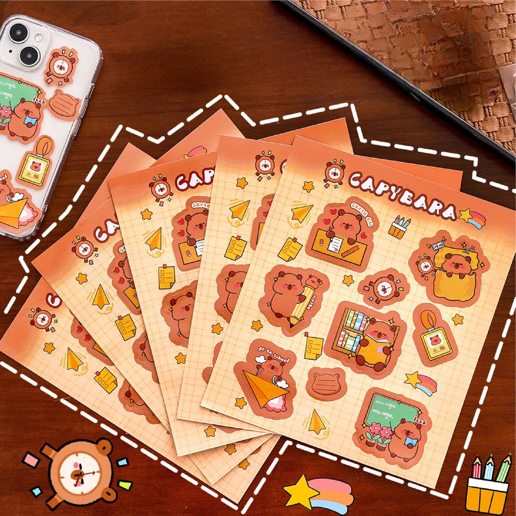 

Sticker Capybara Large Size Tempelan DIY Scrapbook Phone Case Stiker Lucu Kapibara Dekorasi A-SK012