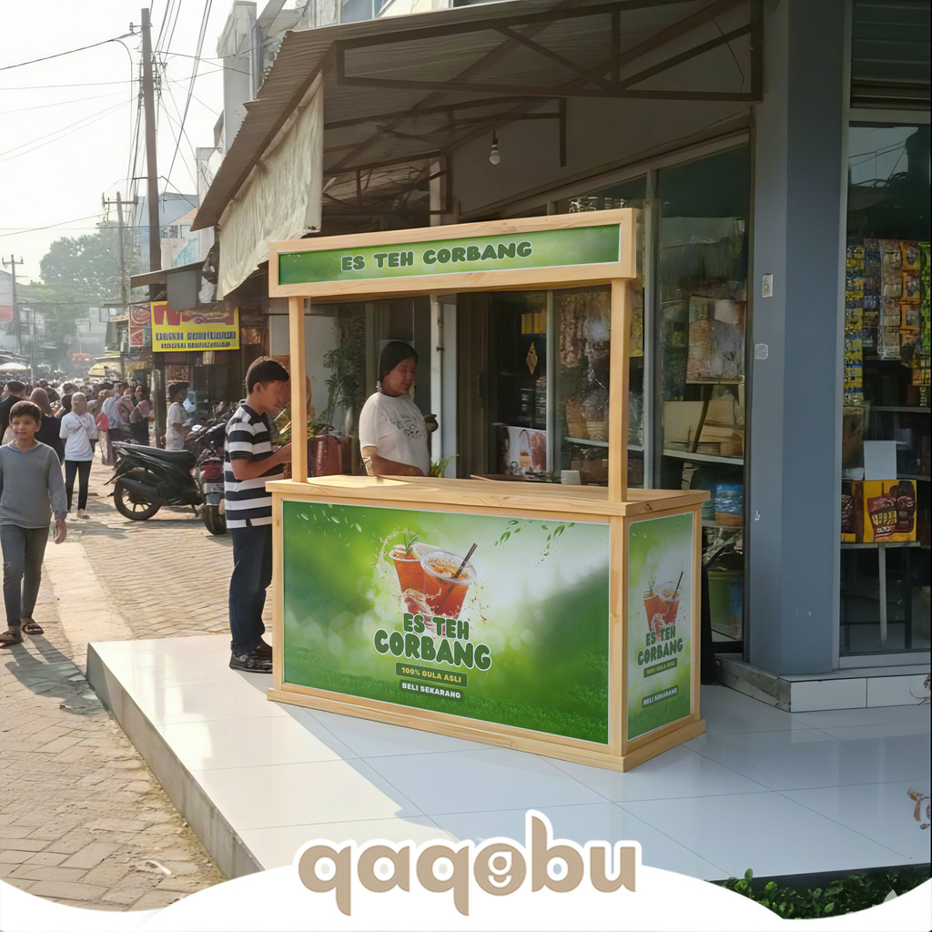 Stan Jualan Portable Bisa Lipat – Booth Kayu Untuk Dimsum, Cilok, Kopi | Harga Murah + Ongkir Free