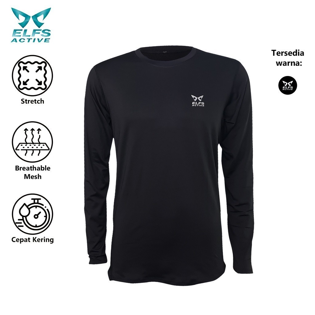 ELFS ACTIVE Kaos Gym Lengan Panjang Size M-3XL Baselayer Compression Shirt ELF-JYT