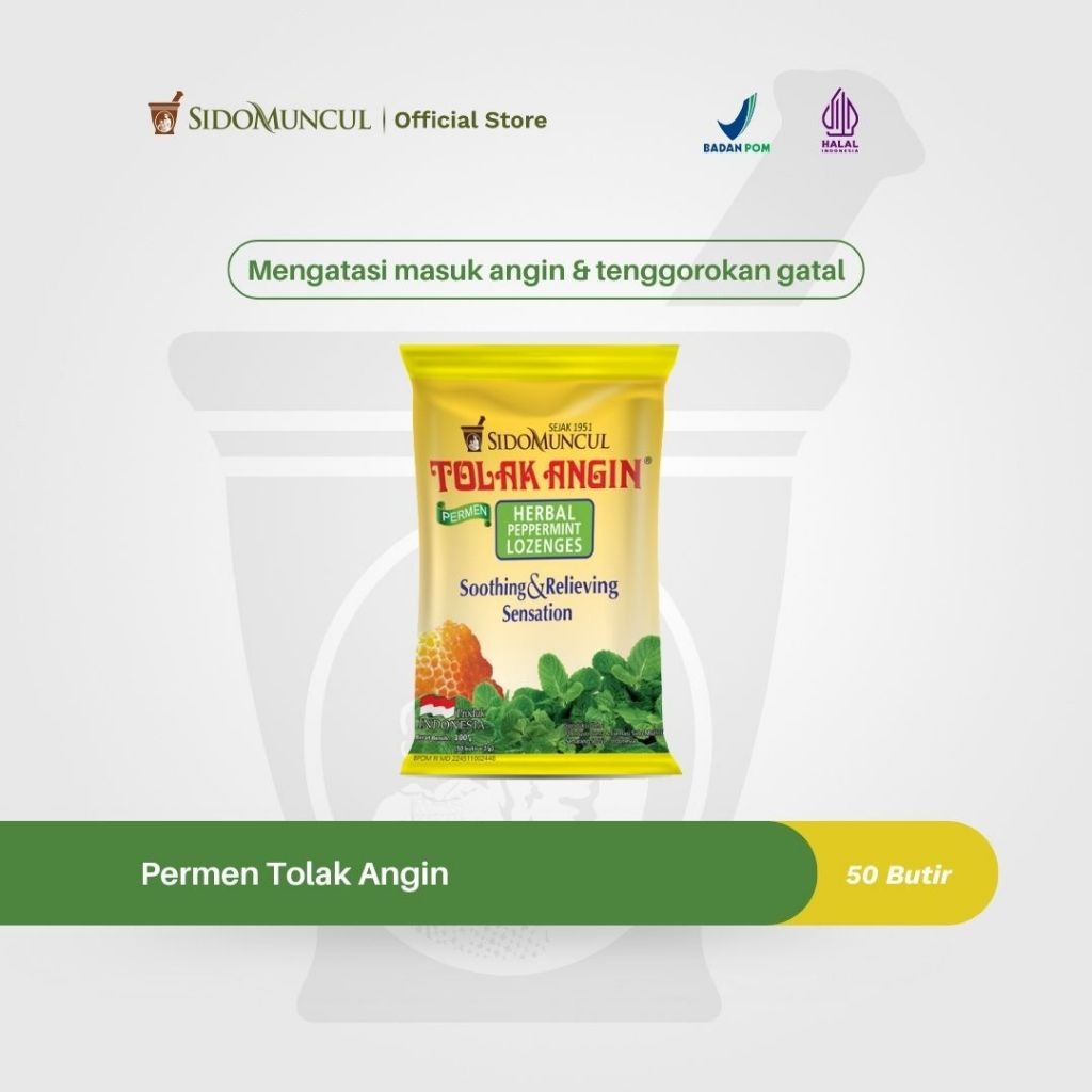

Permen Tolak Angin (Isi 50 Butir) - Masuk Angin Tenggorokan Gatal