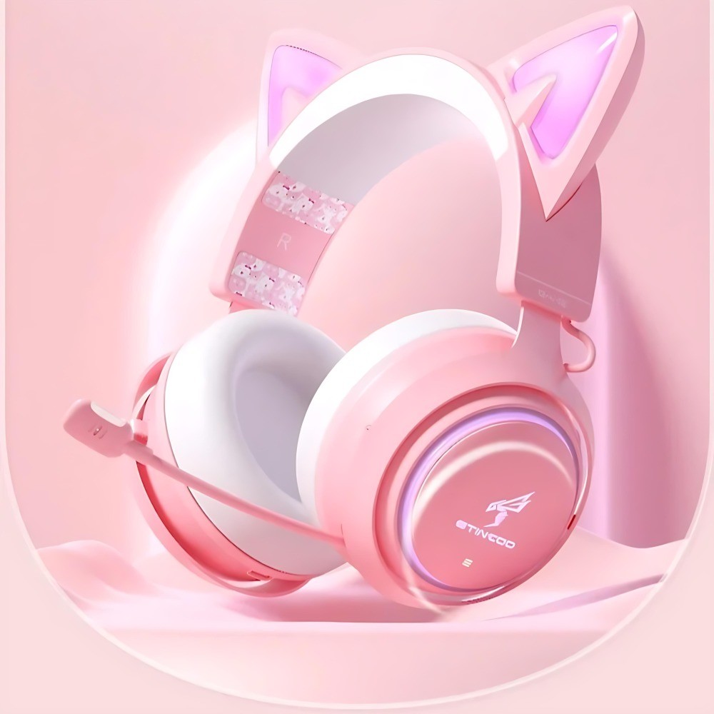 Somic GS510 Headphone Tri Mode Wireless Long Battery Life Noise Reduction Cat Ears RGB Gaming Access