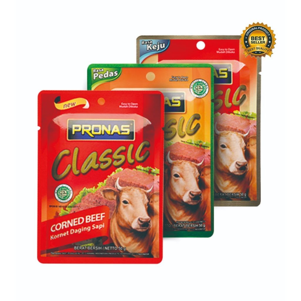 Pronas Kornet Corned Sapi Sachet 50 g / Kornet Sapi Original / Kornet Sapi Pedas / Kornet Sapi Keju 