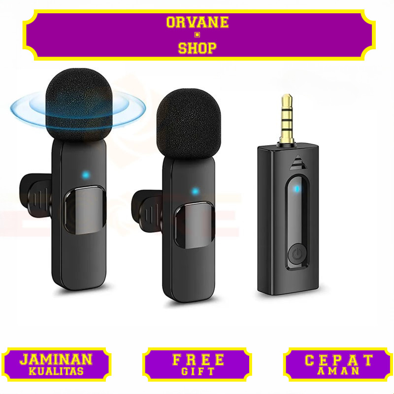 Ecore Mic Wireless 3.5mm Lavalier Mikrofon Siaran HP Microphone Wireless Pengurangan Kebisingan Mini