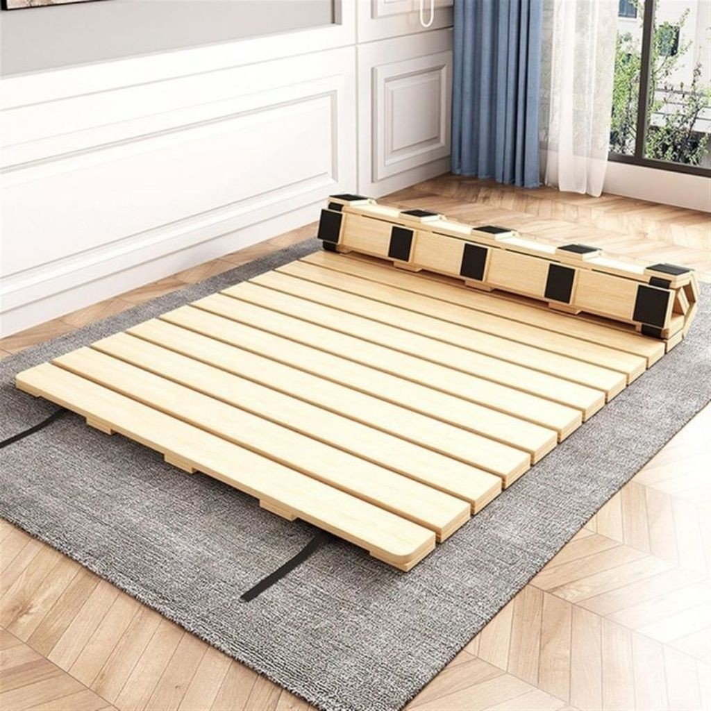 Dipan Gulung Lipat Serbaguna 60 x 200 cm | Alas Dipan Tatami Papan Kasur Lipat Portable Kayu Mahoni