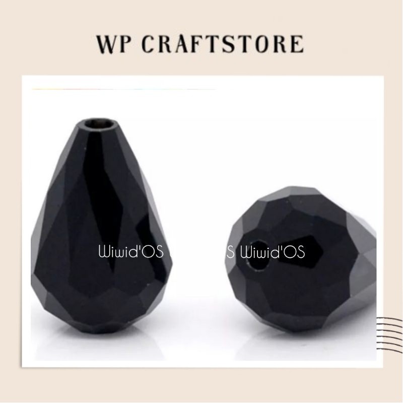 [WPC] (12 biji) MANIK KRISTAL CEKO TETES DOFF HITAM 10 mm WP CRAFT STORE