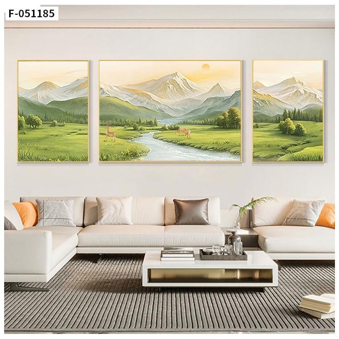 Wallpaper Lukisan Dinding Pemandangan 3 In 1 - Wallstiker Pemandangan Gunung Estetik COD Dekorasi Ru