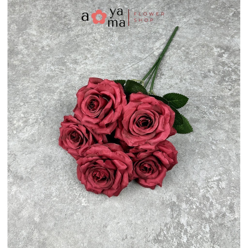 AOYAMA - Bouquet bunga K5 ROSE Mawar Artifisial Dekorasi Tanaman