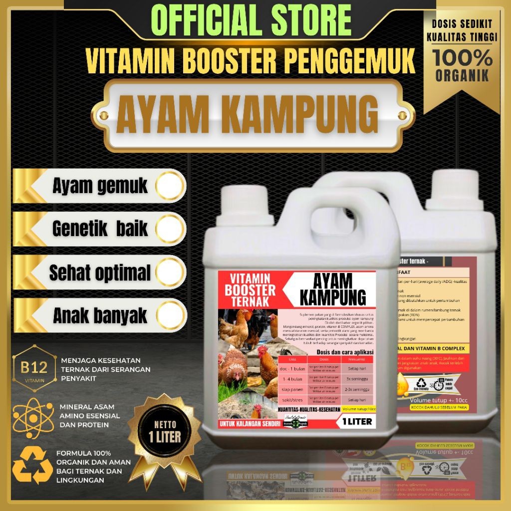 Amino Vitamin Booster Penggemuk Ayam Kampung Pakan Penambah Nafsu Makan Ayam Cepat Besar dan Beranak